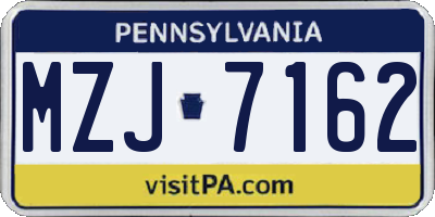 PA license plate MZJ7162