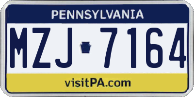 PA license plate MZJ7164