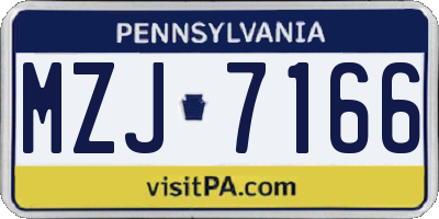 PA license plate MZJ7166