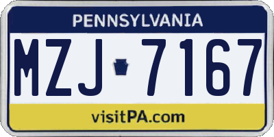 PA license plate MZJ7167