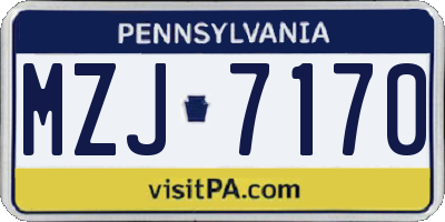 PA license plate MZJ7170
