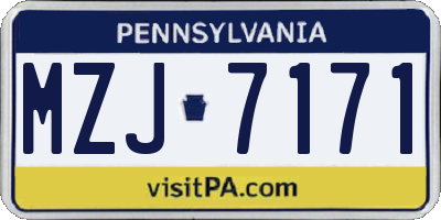 PA license plate MZJ7171