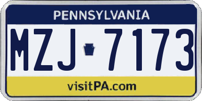 PA license plate MZJ7173