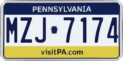 PA license plate MZJ7174