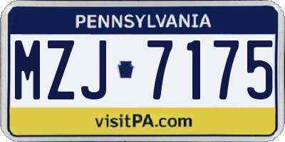 PA license plate MZJ7175