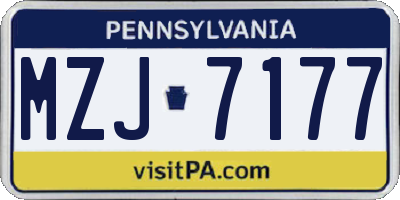 PA license plate MZJ7177
