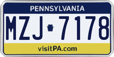 PA license plate MZJ7178