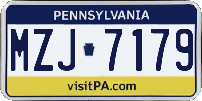 PA license plate MZJ7179