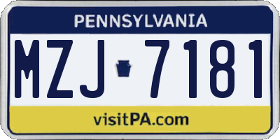 PA license plate MZJ7181