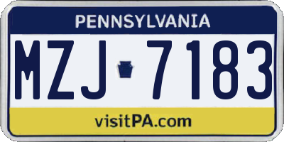 PA license plate MZJ7183