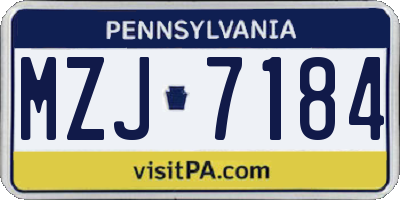 PA license plate MZJ7184