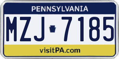 PA license plate MZJ7185