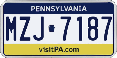 PA license plate MZJ7187