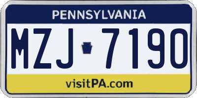 PA license plate MZJ7190