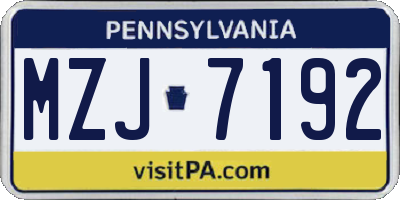 PA license plate MZJ7192
