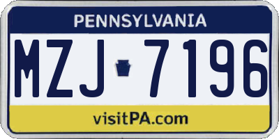 PA license plate MZJ7196