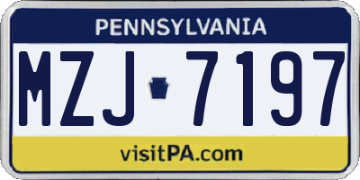 PA license plate MZJ7197