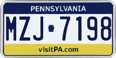 PA license plate MZJ7198
