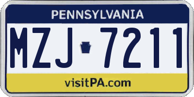 PA license plate MZJ7211