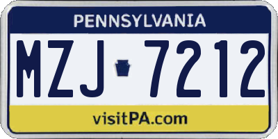 PA license plate MZJ7212
