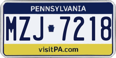 PA license plate MZJ7218