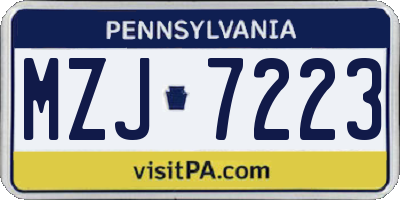 PA license plate MZJ7223