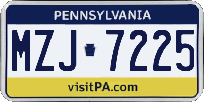PA license plate MZJ7225
