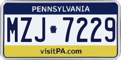PA license plate MZJ7229