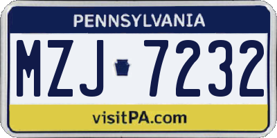 PA license plate MZJ7232