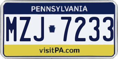 PA license plate MZJ7233