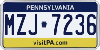 PA license plate MZJ7236