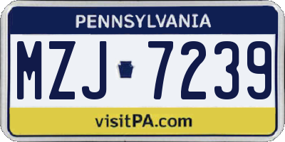 PA license plate MZJ7239
