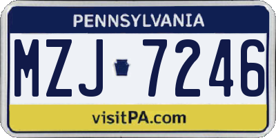 PA license plate MZJ7246