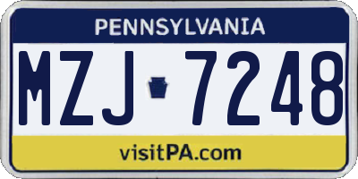 PA license plate MZJ7248