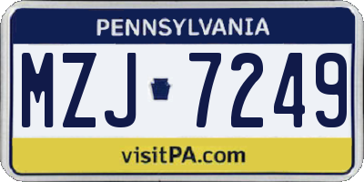 PA license plate MZJ7249