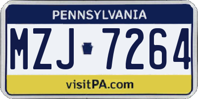 PA license plate MZJ7264