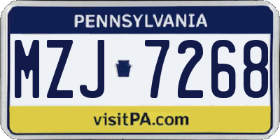 PA license plate MZJ7268