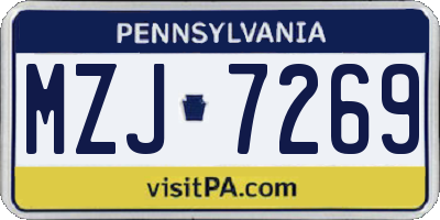 PA license plate MZJ7269