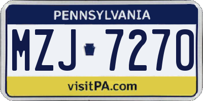 PA license plate MZJ7270
