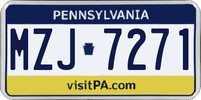 PA license plate MZJ7271