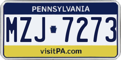 PA license plate MZJ7273