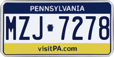 PA license plate MZJ7278
