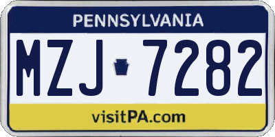 PA license plate MZJ7282