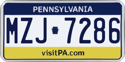 PA license plate MZJ7286