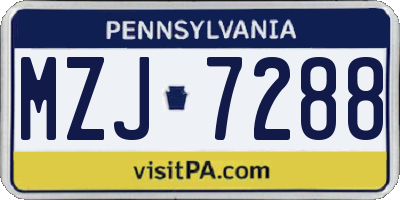 PA license plate MZJ7288