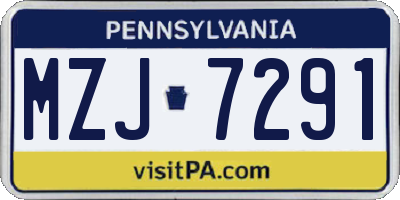 PA license plate MZJ7291