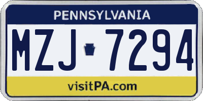 PA license plate MZJ7294