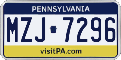 PA license plate MZJ7296