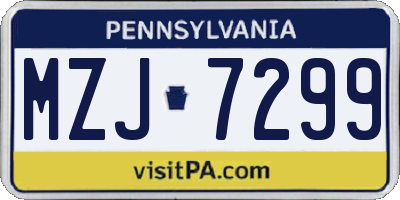 PA license plate MZJ7299