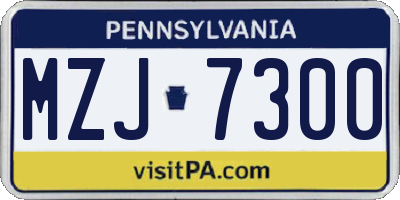PA license plate MZJ7300